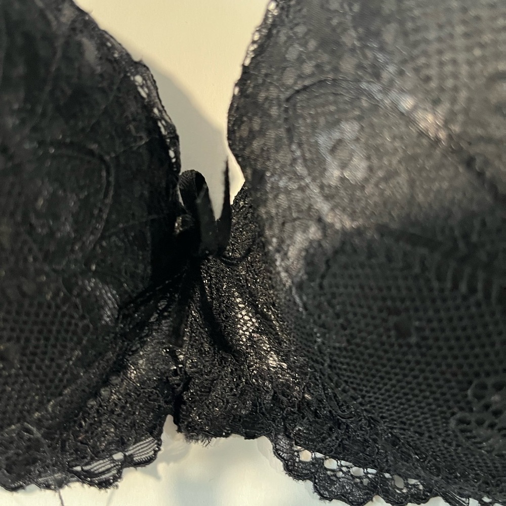 Lace Push-Up Bra with Underwire - Black - Picture 3 of 5